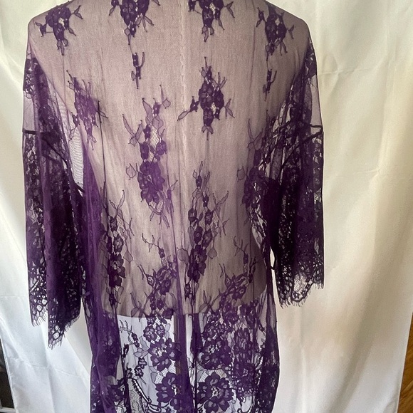 Purple Lace Kimono Cardigan Womens L Avidlove - Picture 2 of 7